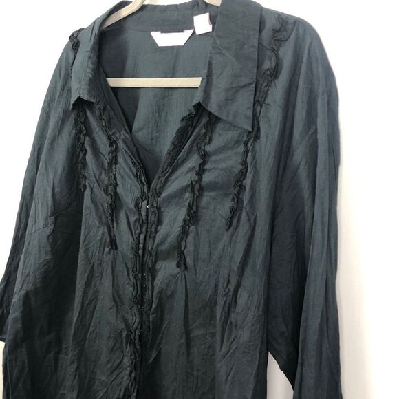 ALC WOMAN | Black Ruffle Hook & Eye Blouse Women’s Plus Size 2X - Picture 2 of 9